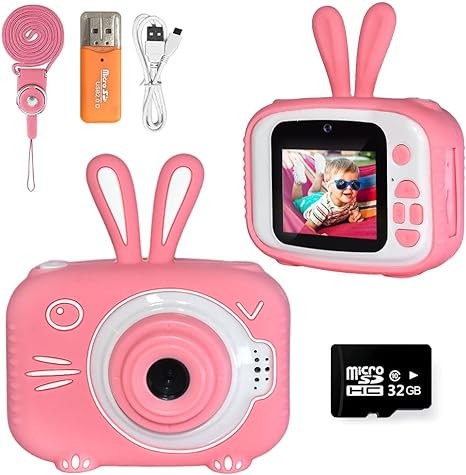 Vasttron Kids Camera for Girls Boys 3-12 Years Old Selfie Children Camera Infant Toys Bunny 1080P HD Digital Video Camera for Toddler Christmas Easter Birthday Gifts with 32GB SD Card