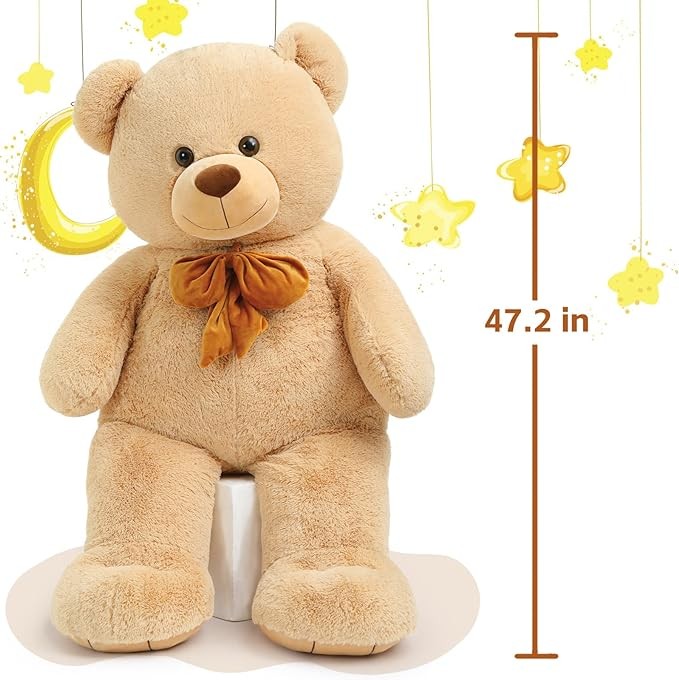 Tezituor Giant Teddy Bear, 4 Feet Soft Big Stuffed Animal Life Size 47 Inch Plush Bear Toy Valentine's Christmas Birthday Gift for Girlfriend Kids,Brown